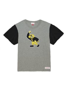 Mitchell and Ness Iowa Hawkeyes Grey Colorblocked Short Sleeve Fashion T Shirt