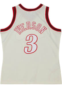Allen Iverson  Mitchell and Ness Philadelphia 76ers Ivory Cream HWC Throwback Basketball Jersey