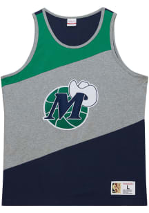 Mitchell and Ness Dallas Mavericks Mens Green Colorblocked Short Sleeve Tank Top