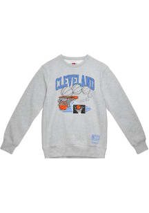 Mitchell and Ness Cleveland Cavaliers Mens Grey NBA Mixtape Long Sleeve Crew Sweatshirt
