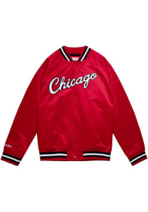 Mitchell and Ness Chicago Bulls Mens Red Double Clutch Satin Light Weight Jacket