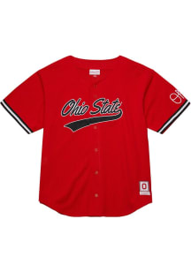 Mitchell and Ness Ohio State Buckeyes Mens Black Mesh Button Baseball Jersey