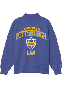 League Pitt Panthers Womens Blue Diana Law Mock Neck Crew Sweatshirt