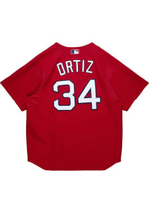 David Ortiz Boston Red Sox Mitchell and Ness Button Throwback Cooperstown Jersey - Red