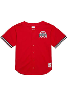 Mitchell and Ness Ohio State Buckeyes Mens Red Gametime Mesh Baseball Jersey