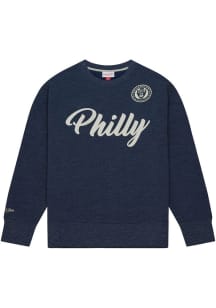 Mitchell and Ness Philadelphia Union Mens Navy Blue Playoff Win 2.0 Long Sleeve Fashion Sweatshirt