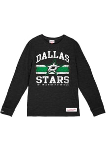 Mitchell and Ness Dallas Stars Black Logo Lockup Long Sleeve Fashion T Shirt