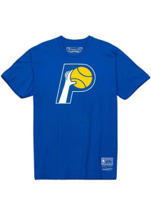 Mitchell and Ness Indiana Pacers Blue MVP Logo Short Sleeve T Shirt