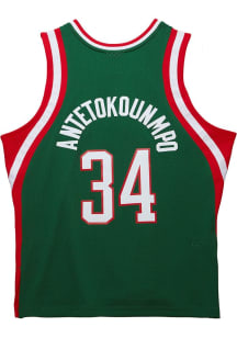 Giannis Antetokounmpo  Mitchell and Ness Milwaukee Bucks Green Swingman Throwback Basketball Jerse..