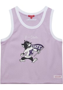 K-State Wildcats Womens Mitchell and Ness Cropped Basketball Fashion Basketball Jersey - Lavender