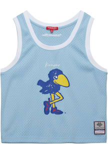 Kansas Jayhawks Womens Mitchell and Ness Cropped Basketball Fashion Basketball Jersey - Light Blue