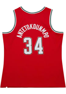 Giannis Antetokounmpo  Mitchell and Ness Milwaukee Bucks Red Swingman Throwback Basketball Jersey