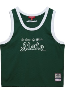 Michigan State Spartans Womens Mitchell and Ness Cropped Basketball Fashion Basketball Jersey - Gr..