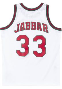 Kareem Jabbar  Mitchell and Ness Milwaukee Bucks White 1971 Throwback Basketball Jersey