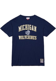 Mitchell and Ness Michigan Wolverines Blue Legendary Slub Number One Logo Short Sleeve Fashion T S..