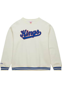 Mitchell and Ness Kansas City Kings Mens White Heritage Fleece Vintage Logo Long Sleeve Fashion Sw..