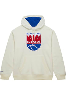 Mitchell and Ness Kansas City Kings Mens White Heritage Fleece Vintage Logo Fashion Hood