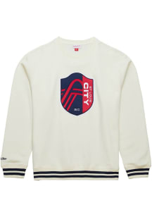 Mitchell and Ness St Louis City SC Mens White Heritage Fleece Current Logo Long Sleeve Fashion Swe..