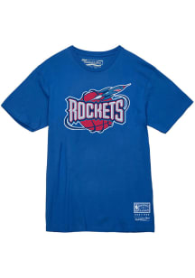 Mitchell and Ness Houston Rockets Navy Blue MVP 2 Short Sleeve T Shirt