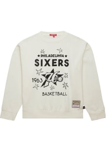 Mitchell and Ness Philadelphia 76ers Womens White Logo Crew Sweatshirt