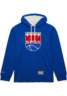 Mitchell and Ness Kansas City Kings Mens Blue Thermal Long Sleeve Lightweight Hoodie