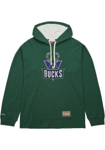 Mitchell and Ness Milwaukee Bucks Mens Green Thermal Long Sleeve Lightweight Hoodie