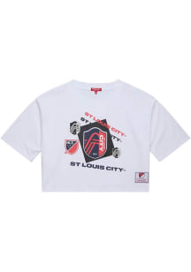 Mitchell and Ness St Louis City SC Womens White Boxy Short Sleeve T-Shirt