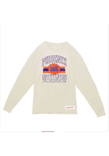 Mitchell and Ness Phoenix Suns White Logo Lockup Retro Logo Long Sleeve Fashion T Shirt