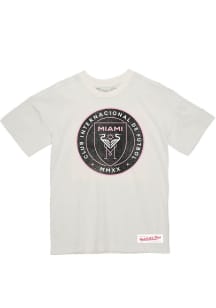 Mitchell and Ness Inter Miami CF White Striker Slub Primary Logo Short Sleeve Fashion T Shirt