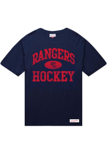 Mitchell and Ness New York Rangers Navy Blue Powerplay Slub Short Sleeve Fashion T Shirt