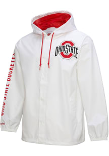 Mitchell and Ness Ohio State Buckeyes Mens White Current Logo Coach Light Weight Jacket