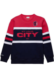 Mitchell and Ness St Louis City SC Mens Navy Blue Head Coach Long Sleeve Fashion Sweatshirt