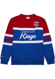 Mitchell and Ness Kansas City Kings Mens Blue Head Coach Long Sleeve Fashion Sweatshirt