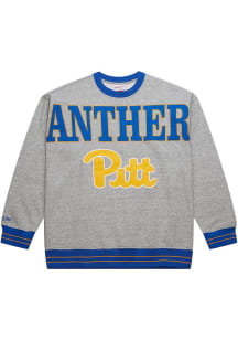 Mitchell and Ness Pitt Panthers Mens Grey Full Field Long Sleeve Fashion Sweatshirt