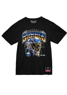 Mitchell and Ness Buffalo Sabres Black Crease Lightning Short Sleeve T Shirt
