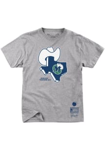 Mitchell and Ness Dallas Mavericks Grey Retro State Short Sleeve T Shirt