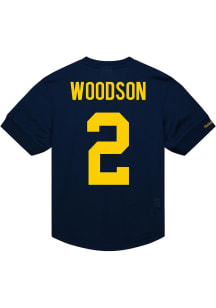 Charles Woodson Michigan Wolverines Womens Blue Name and Number Player T-Shirt