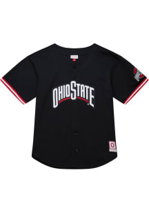 Mitchell and Ness Ohio State Buckeyes Mens Black On The Clock Baseball Jersey