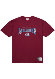 Mitchell and Ness Colorado Avalanche Cardinal Block Arch Short Sleeve T Shirt