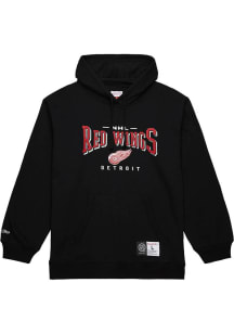 Mitchell and Ness Detroit Red Wings Mens Black Block Arch Long Sleeve Hoodie