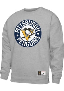 Mitchell and Ness Pittsburgh Penguins Mens Grey Wordmark Long Sleeve Crew Sweatshirt
