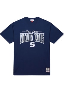 Mitchell and Ness Penn State Nittany Lions Navy Blue Throw It Back Vintage Short Sleeve Fashion T..