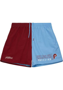 Mitchell and Ness Philadelphia Phillies Mens Maroon Woven Shorts