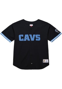 Mitchell and Ness Cleveland Cavaliers Mens Black On the Clock Baseball Jersey