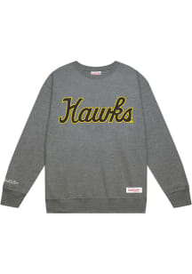 Mitchell and Ness Iowa Hawkeyes Mens Grey Down To The Wire Vintage Wordmark Script Long Sleeve Cre..
