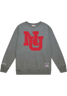 Mitchell and Ness Nebraska Cornhuskers Mens Grey Down To The Wire Vintage Logo Long Sleeve Crew Sw..