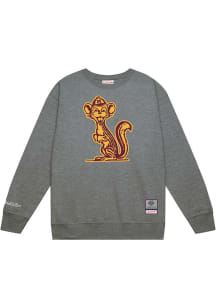 Mitchell and Ness Minnesota Golden Gophers Mens Grey Down To The Wire Vintage Logo Long Sleeve Cre..