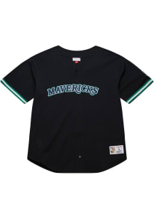 Mitchell and Ness Dallas Mavericks Mens Black On the Clock Baseball Jersey