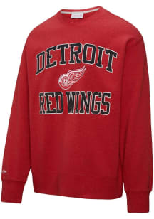 Mitchell and Ness Detroit Red Wings Mens Red Playoff Win Long Sleeve Fashion Sweatshirt