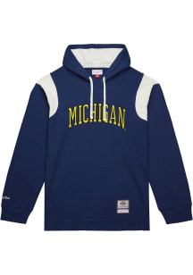 Mitchell and Ness Michigan Wolverines Mens Blue Team Name Thermal Long Sleeve Hoodie